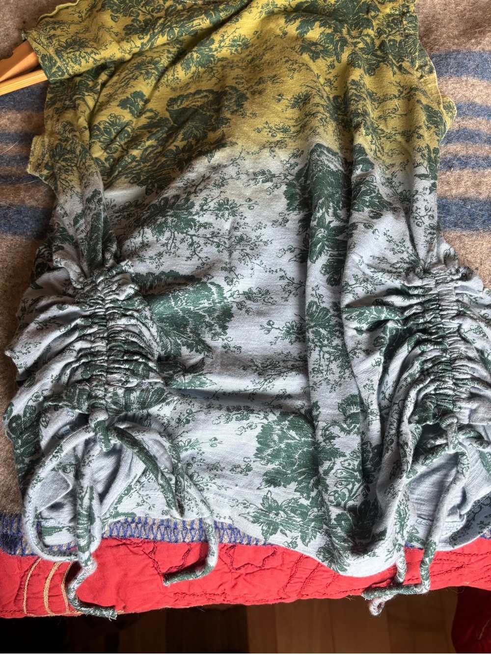 Pilcro Olive Green to Blue Floral Dip-Dye Sleeveless Tank - Picture 5 of 5